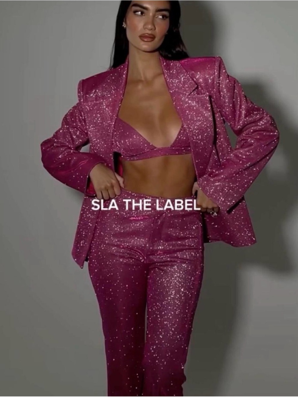 SLA THE LABEL Pink Glitter Suit